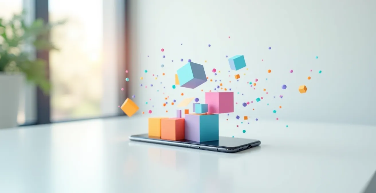 Smartphone Android con rappresentazione visiva dello spazio di memoria in via di ottimizzazione