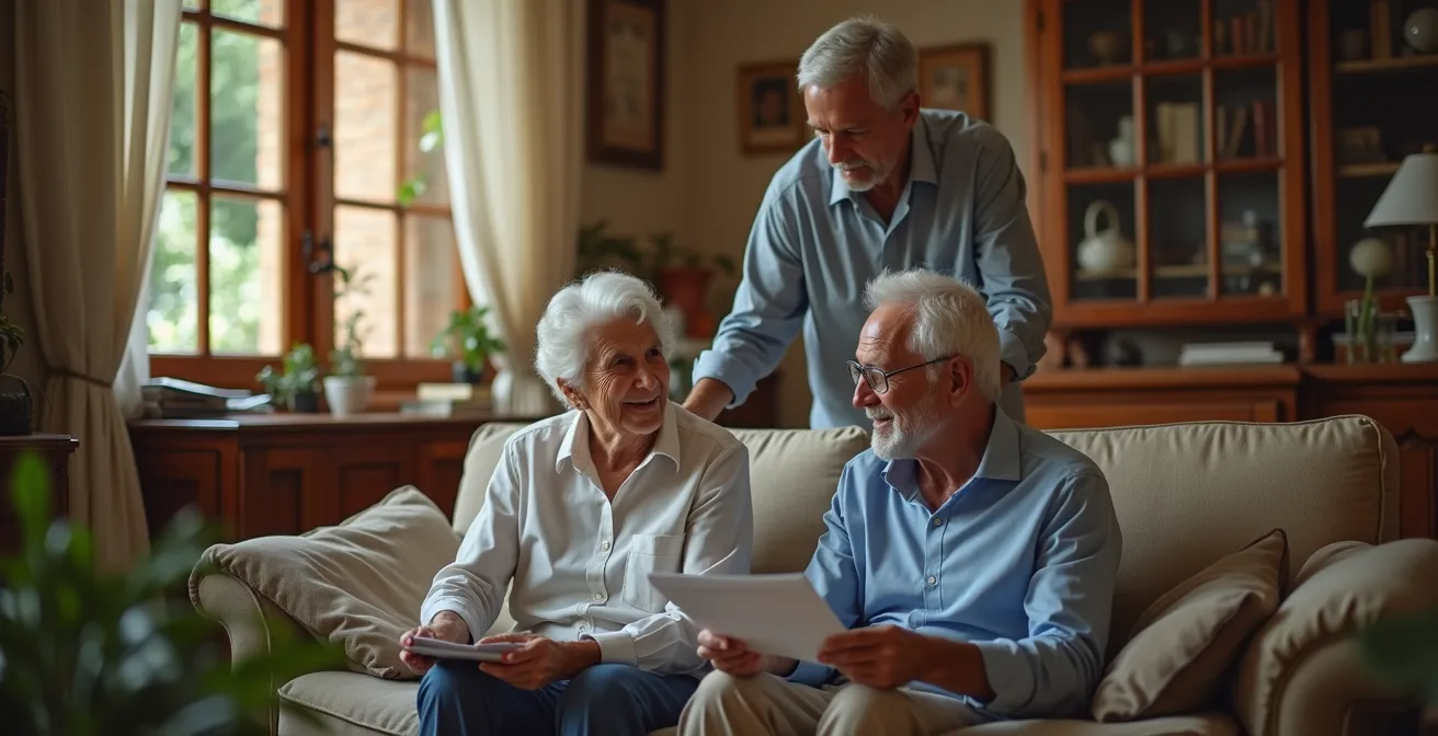 Famiglia multigenerazionale italiana che gestisce pratiche digitali insieme