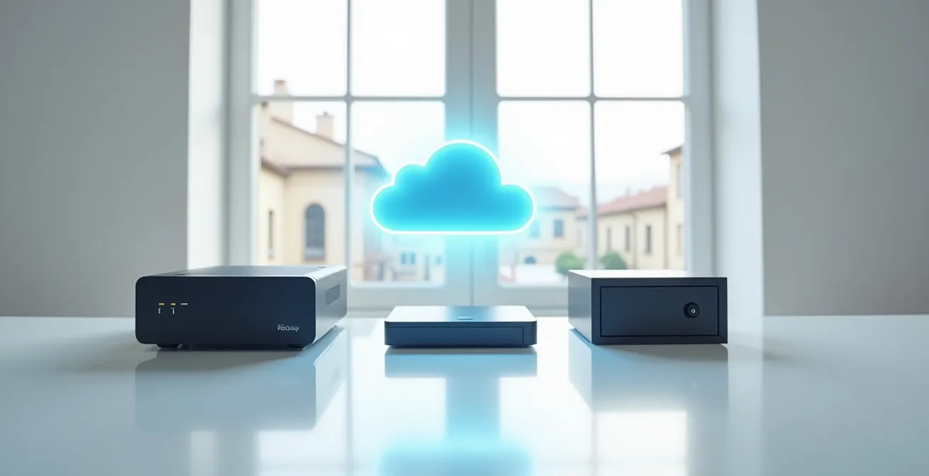 Sistema di backup multiplo con NAS, cloud e disco esterno per protezione ransomware