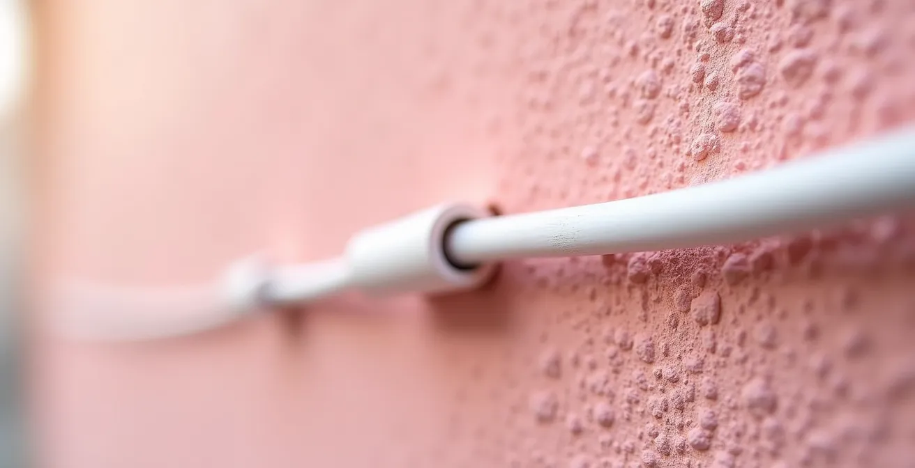 Cavi fibra ottica mimetizzati su facciata di condominio italiano